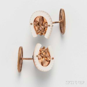 Gold-filled and Mother-of-pearl Horseshoe Cuff Links