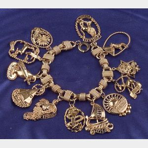 10kt and 14kt Gold Judaic Charm Bracelet