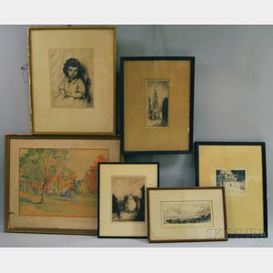 Six Framed Works on Paper, Arthur W. Heintzelman (American, 1890-1965),Portuguese Fisherman's Daughter