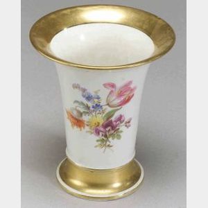 Meissen Enamel Floral Decorated Porcelain Spill Vase.