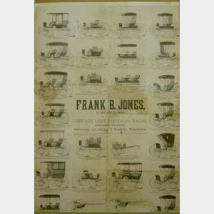 Framed Frank B. Jones Manufacturer of Carriages, Light Harness and Wagons
