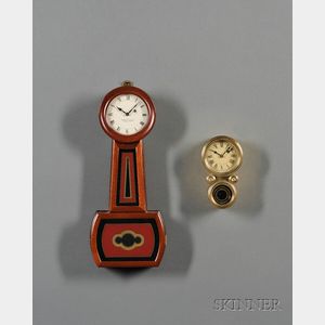 Miniature E. Howard Regulator by Foster Campos and a Brass Miniature Wall Clock