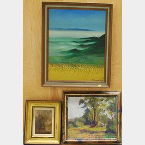 Lot of Six Works: French Barbizon School, 19th Century, View of the Woods