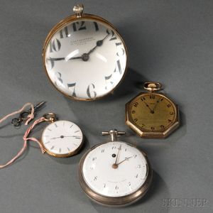 Three Pocket Watches and a Paperweight Clock