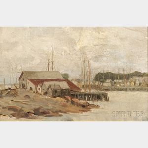 Charles Herbert Woodbury (American, 1864-1940) Docks-Grey Day