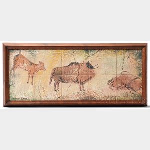 Ceramic Tile Picture Inspired by Paleolithic Paintings