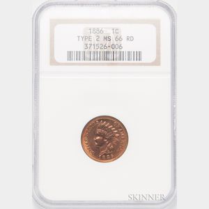 1886 Type 2 Indian Head Cent, NGC MS66RD