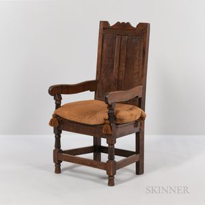 Turned and Paneled Oak Wainscot Chair