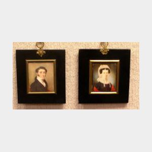 American School, 19th Century Two Miniature Portraits.
