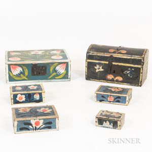 Six Continental Painted Wooden Boxes