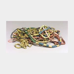 Fifty-five Strands of African Stone and Glass Trade Beads