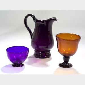 Three Colored Blown Glass Table Items
