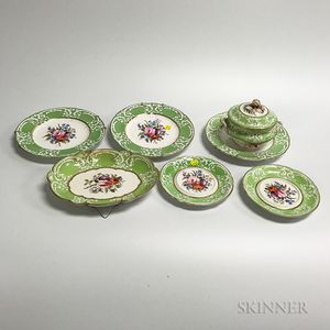 Twenty-four Continental Hand-painted Porcelain Tableware Items. 