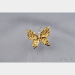 18kt Bicolor Gold and Diamond Butterfly Pin, Tiffany & Co.