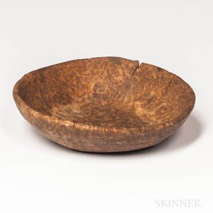 Small Turned and Dated Burl Bowl