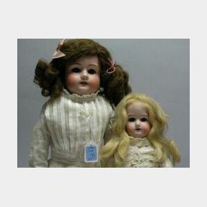 Two German Bisque Shoulder Head Dolls