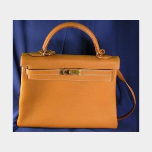 Brown Leather &#34;Kelly&#34; Handbag, Hermes