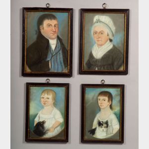 Anglo/American School, Late 18th/Early 19th Century Group of Four Ancestral Family Portraits.