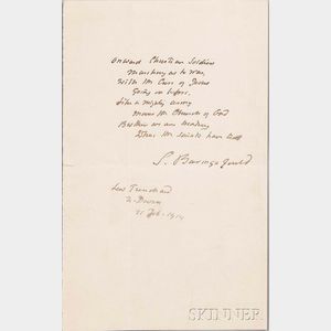 Baring-Gould, Sabine (1834-1924) Manuscript Fair Copy, Signed, 1919, Onward Christian Soldiers.