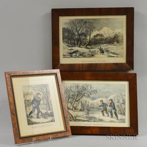 Three Framed Currier & Ives Engravings