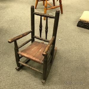 Turned Oak Child's Rocking Chair