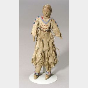 Northern Plains Beaded Hide and Cloth Female Doll