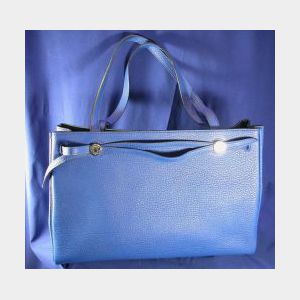 Blue Leather &#34;Cabana&#34; Handbag, Hermes