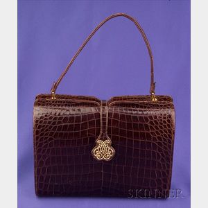 Brown Alligator Handbag, Nettie Rosenstein
