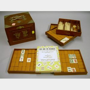 Hardwood Cased Ivory and Bamboo Mah-Jongg Set