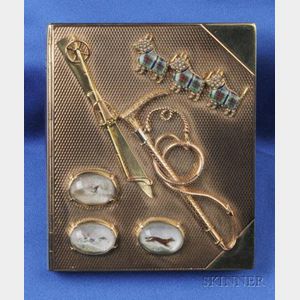 14kt Bi-color Gold, Enamel and Reverse Painted Crystal Case, Udall & Ballou