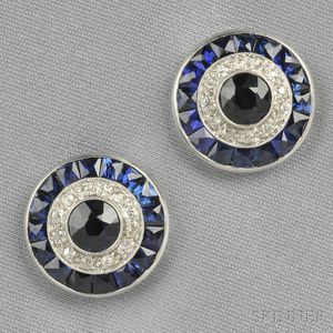 18kt White Gold, Sapphire, and Diamond Earstuds