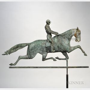 Molded Copper and Cast Iron "Dexter" Horse and Rider Weathervane