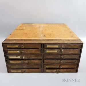 Three Oak Four-drawer Cases Fitted for Spoons