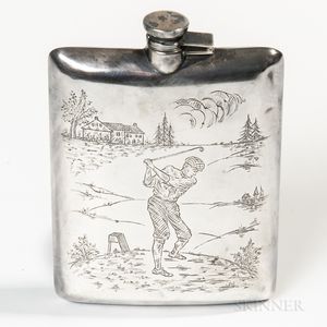 Sterling Silver Golfer's Flask
