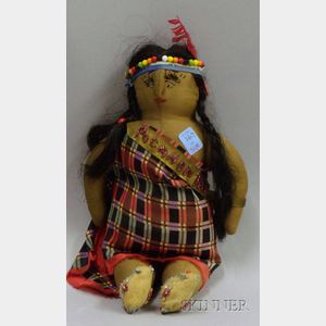 Pocahontas Embroidered and Beaded Cloth Doll