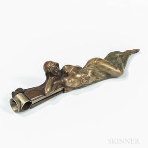 Art Nouveau Cast Brass Cigar Notcher