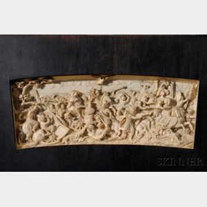 Continental Carved Ivory Relief Plaque Depicting the Battle of the Catalaunian Plains