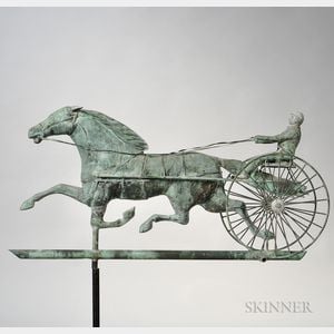 Molded Sheet Copper and Copper Wire Horse & Sulky Weathervane