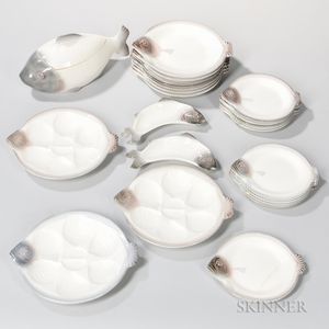 Group of Porcelain Fish Tableware