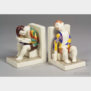 Pair of Max Roesler Ceramic Figural Bookends