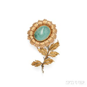 18kt Gold and Emerald Flower Brooch, Buccellati