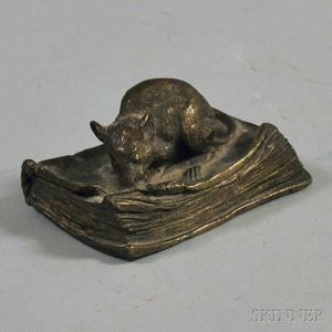 Small Cast Bronze-mounted Figure of a Mouse on a Book