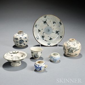 Seven Blue and White Swatow-ware Items