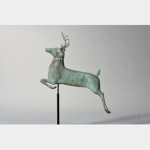 Molded Copper and Cast Zinc Leaping Stag Weathervane