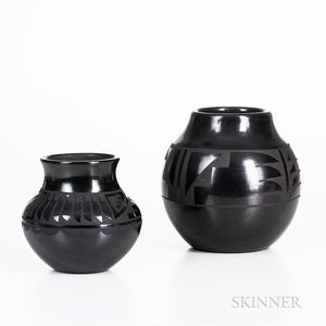 Two Contemporary Blackware Jars