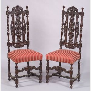 Set of Six Flemish Style Beechwood Side Chairs