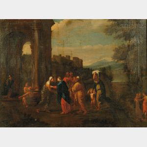 Attributed to Sébastien Bourdon (French, 1616-1671) The Visitation of Mary to Elizabeth