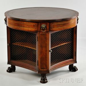 Regency-style Inlaid Mahogany Drum Table