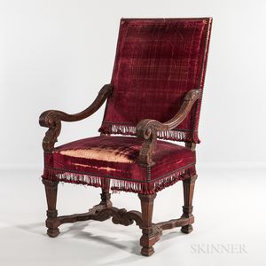 Louis XIV-style Walnut Upholstered Armchair