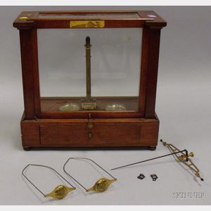 Mahogany and Glass Cased Balance Scales